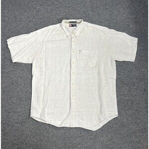 Vintage Chaps Ralph Lauren Linen Blend Shirt Men's Sz Large Pocket Short Sleeve